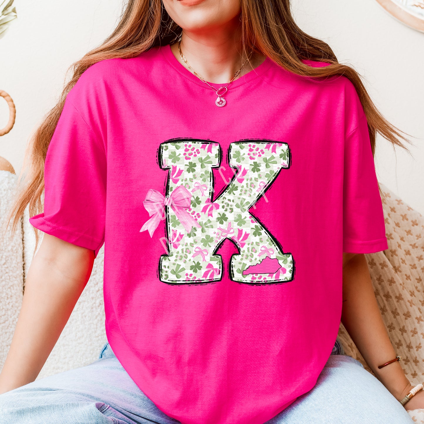 Kentucky, KY, St. Patrick's Day, Big K With Pink Bow - DIGITAL DOWNLOAD