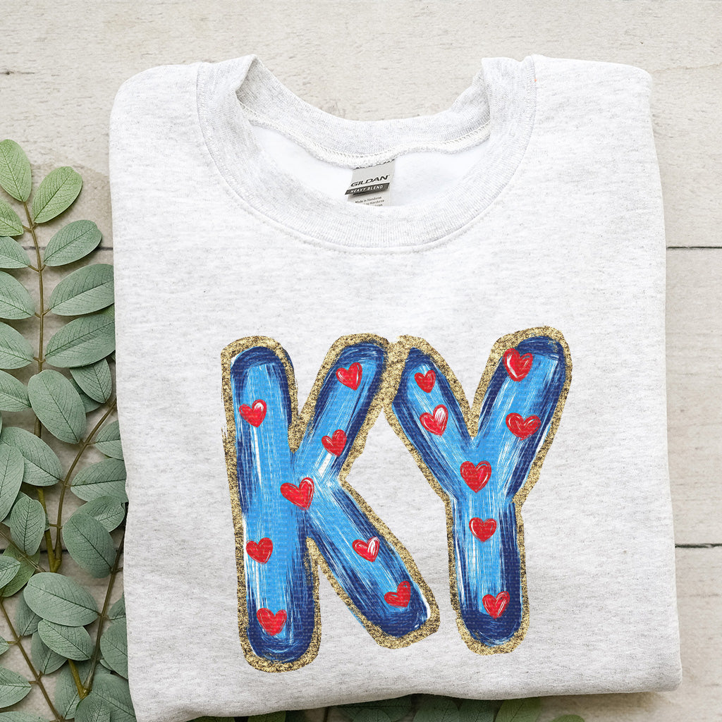 KY, Kentucky, Blue, Hearts - DIGITAL DOWNLOAD