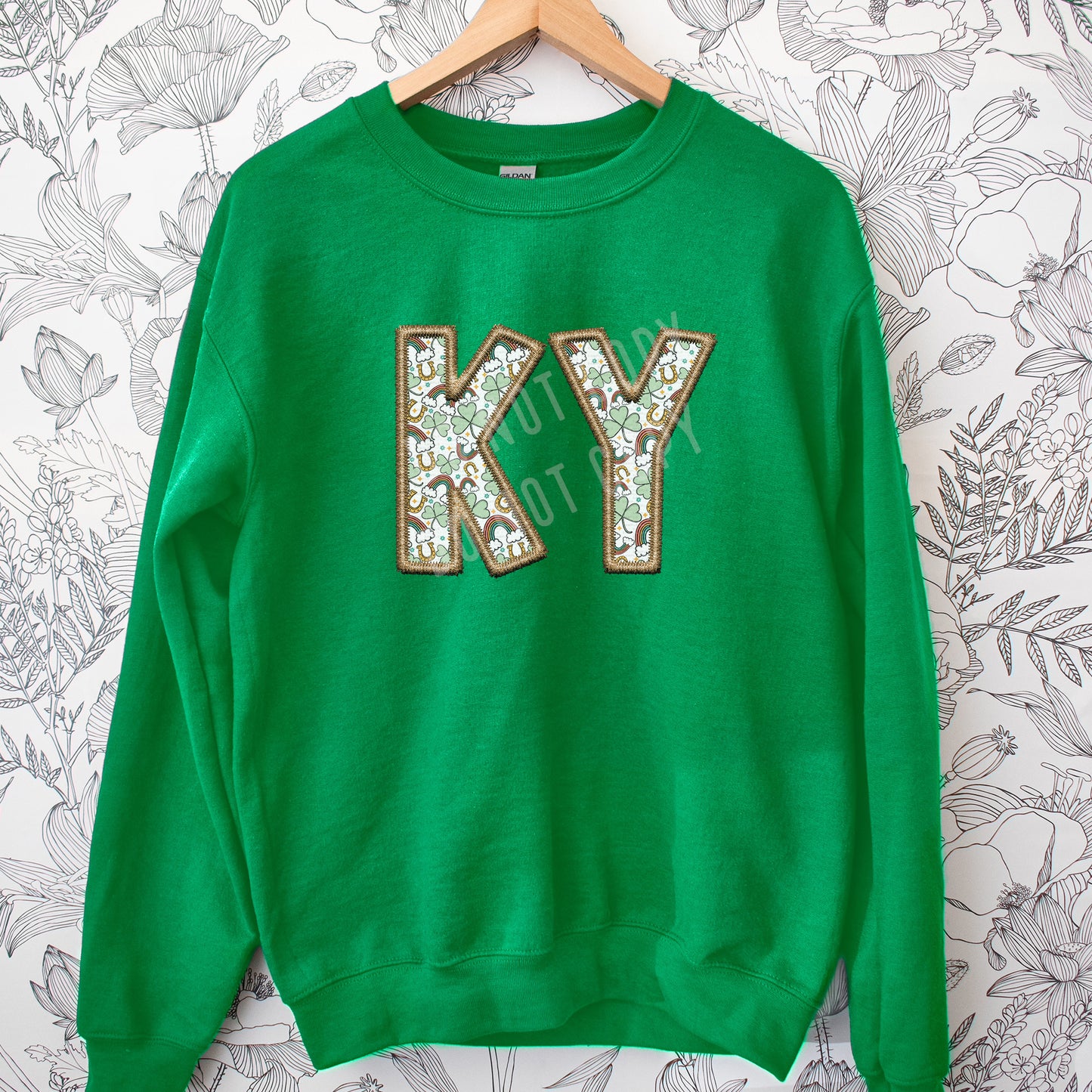 Kentucky, KY, St. Patrick's Day, Brown Faux Embroidery - DIGITAL DOWNLOAD