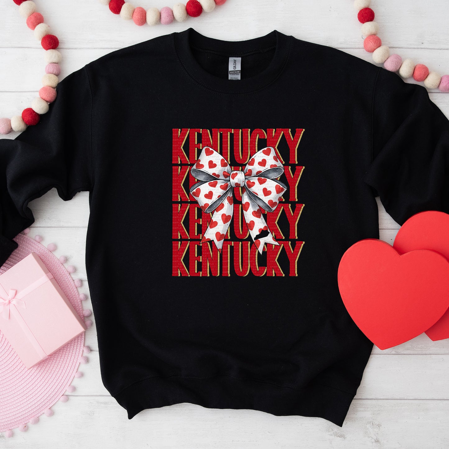 Kentucky, White Bow With Hearts - DIGITAL DOWNLOAD